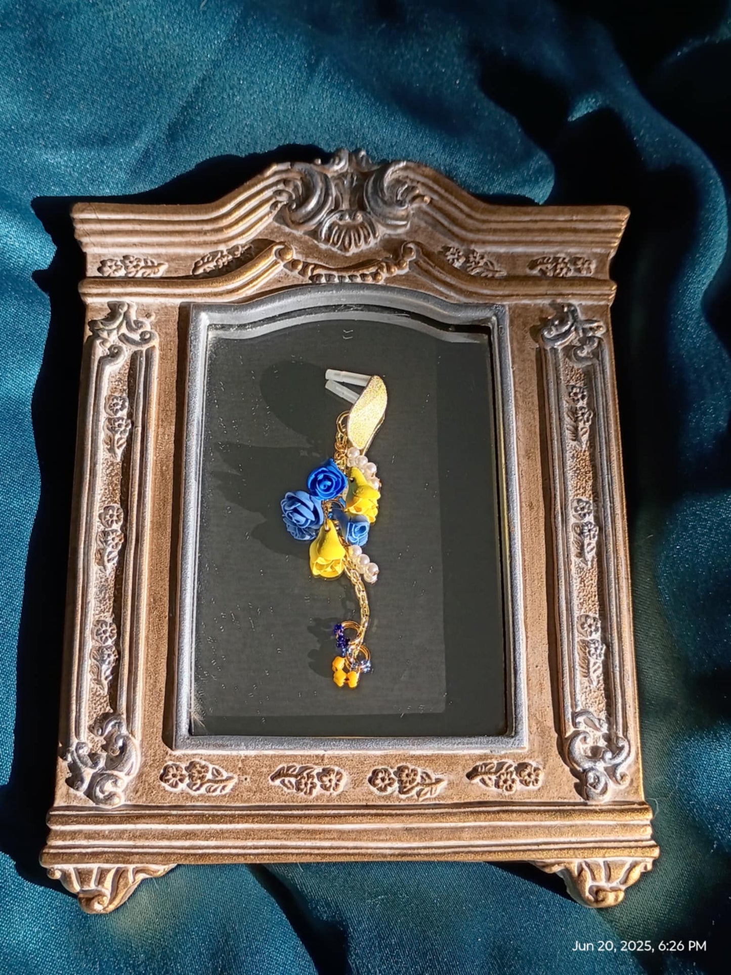 Blue and Yellow Roses with Antique Beads
