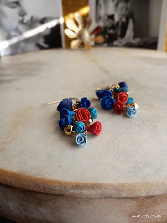 Orange, Blue, and Gold Chandelier Roses