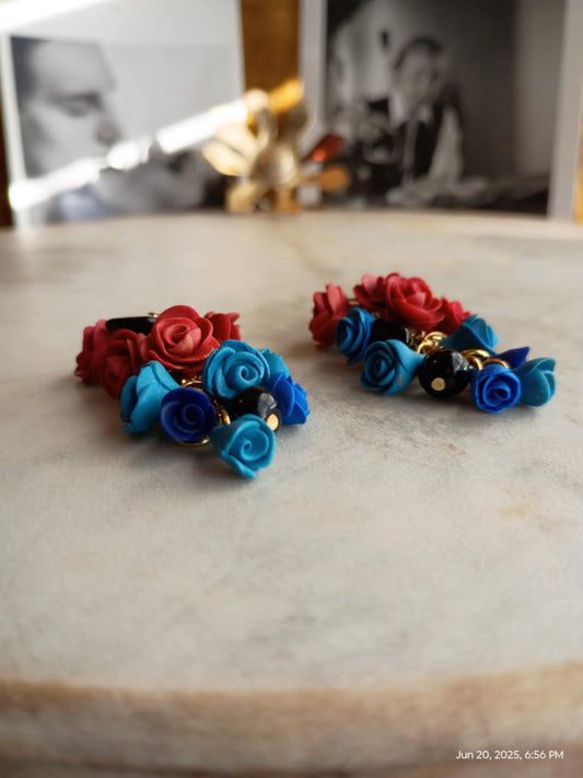 Orange, Blue, and Black Chandelier Roses